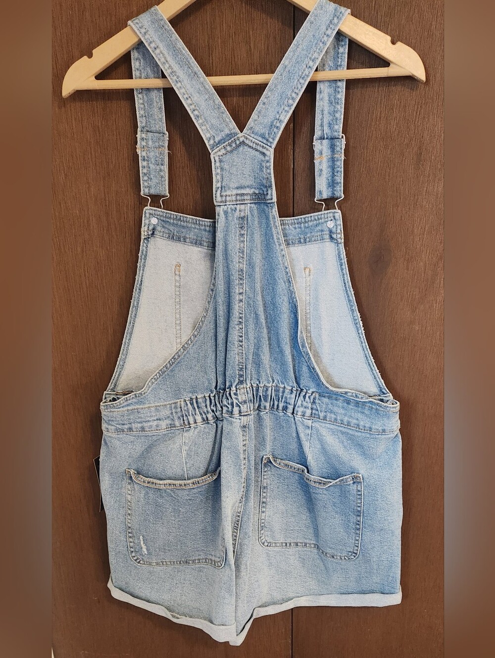 Nwt Light Wash Denim Short Overalls - Picture 2 of 4